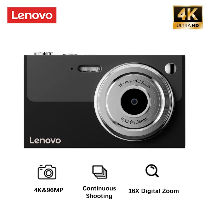 Cyfrowy Aparat Fotograficzny Lenovo 96MP 16-krotny Zoom Cyfrowy Aparat dla Studentów do Użytku Zewnętrznego Przeciwwstrząsowy Cyfrowe Wideo Autofocus z Kartą 32G XJ22