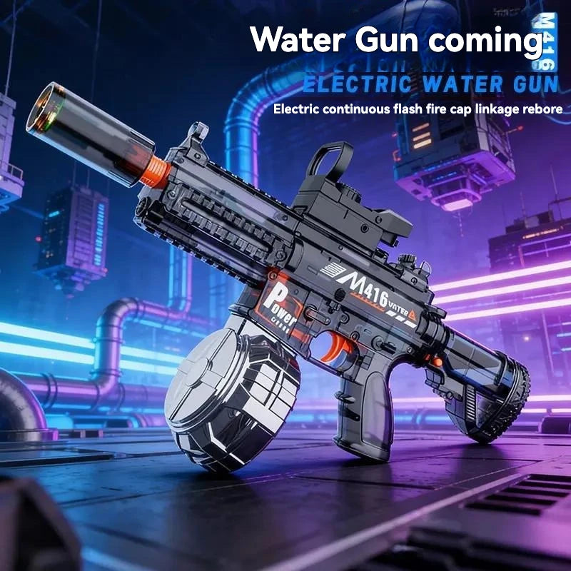 2026 new firelight M416 electric water gun children's toy water spray continuous strong range long-range water fight toy