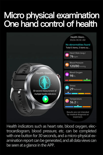 2026New 1.73-inch Sapphire AMOLED Smart Watch Men Women ECG Uric Acid Blood Pressure Health Track Call Clock Care Smartwatch NFC
