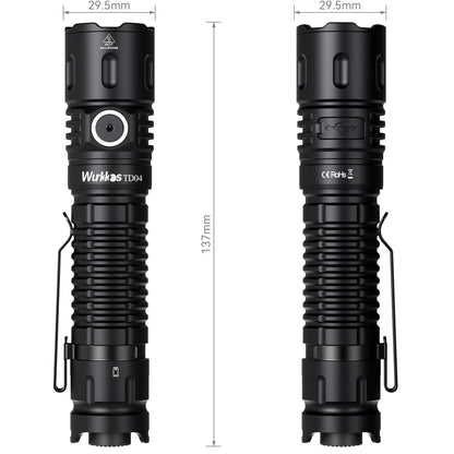 Wurkkos TD04 21700 EDC Self Defense Tactical Flashlight  Powerful 3000LM Rechargeable Torch XHP50D HI LED Lamp IP68 Dual Switch