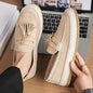 Men Slip On Tassel Loafers, Spliced Fabric Espadrille Shoes Woven Hemp Thick Flat Sole For Daily Driving Street Casual Wear