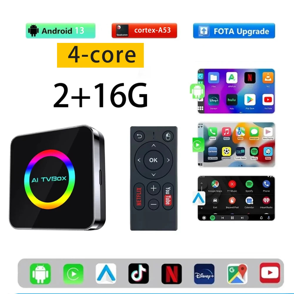 3in1 Ai Box 4G For apple android auto wireless carplay adapter Adaptor For netflix Youtube 4k Ai Box android 13 8+128G WIFI