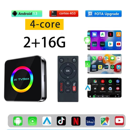 3in1 Ai Box 4G For apple android auto wireless carplay adapter Adaptor For netflix Youtube 4k Ai Box android 13 8+128G WIFI