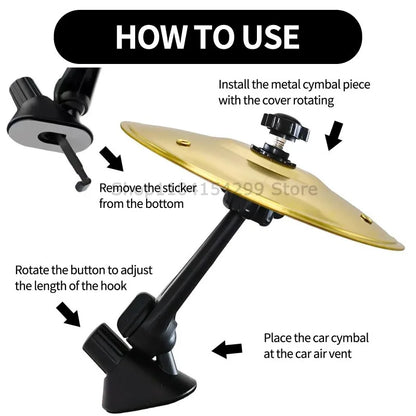Universal Mini Drums Colliding With Cymbals Vent Decoration For Car Rugged Automotive Interior Accessories Crash Proof Design