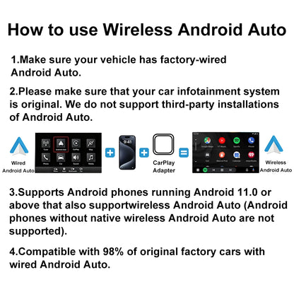 FLIXIVI 2 in 1 Wireless Carplay Android Auto Adapter AI Smart Car Systems for OEM Car Stereo Plug and Play Wired To Wireless