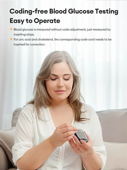 Cofoe Uric Acid, Glucose, Cholesterol 3-in-1 Monitor - Medical Grade Accuracy Blood Glucose Meter Uric Acid Cholesterol Monitor