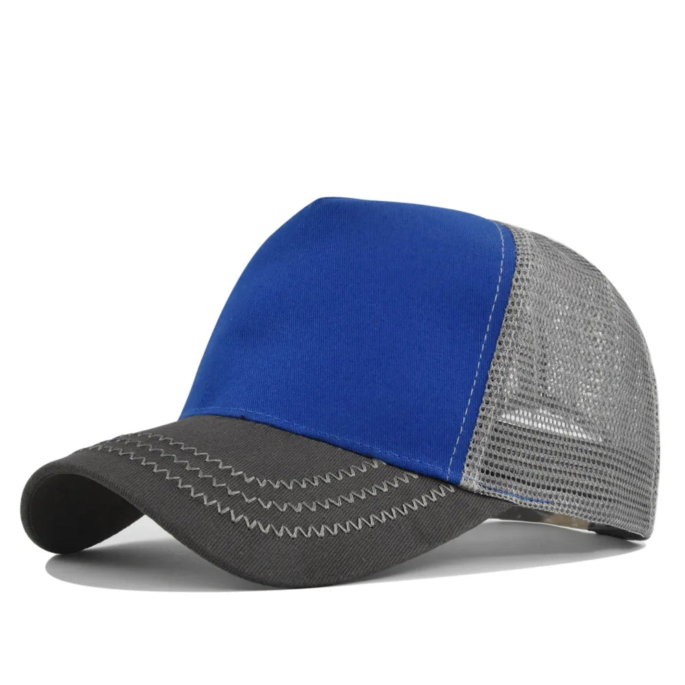 Customized Printed Logo Five Piece Baseball Caps Solid Color Mesh Breathable Sun Shading And Sun Protection Duck Tongue Hats