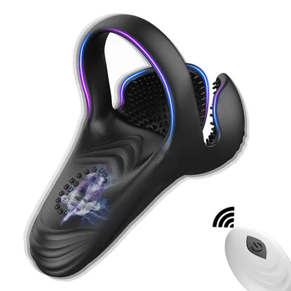 Vibrating Cock Ring Adjustable Heating Penis Ring Vibrator with Testicle & Perineum Stimulator APP Penis Vibrator Male Adult Toy