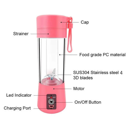 Portable Blender Wireless Rechargeable USB Juicer Cup Fruit Mixer Smoothie Juicer Blender Cup Bottle Travel Kitchen