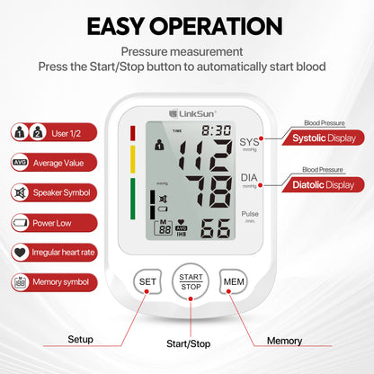 LinkSun Blood Pressure Monitor 2005 Tensiometer Upper Arm Automatic Digital BP Measuring Device Blood Pressure Guage Kit 2005-1