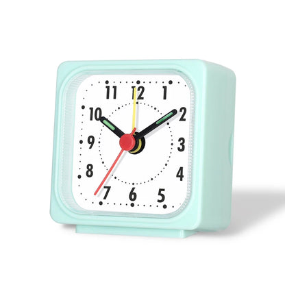1PC Square Small Alarm Clock Acrylic Frame Quartz Movement Accurate Time Bedside Desk Clock for Bedroom Wake Up Student Clock