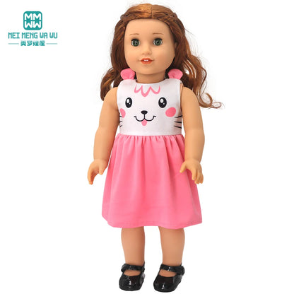 Fits 17-18inch American Doll and New Born Doll Clothes Fashion Dresses, Hooded Jumpsuit, Cardigan Strap Skirts Toys Gifts