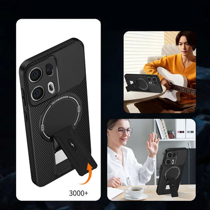 Shockproof Bracket Armor Magnetic Holder Case For OPPO Reno 13 13F Reno13 Pro Reno13F 5G Magsafe Wireless Charge Cover