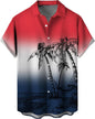 Summer Men's Gradient Sketch Coconut Tree 3D Printed Shirt, Vintage Hawaiian Tropical Quick Drying Loose Shirt