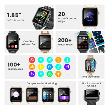 LIGE Smartwatch dla mężczyzn i kobiet Luksusowy Wodoszczelny Zegarek Sportowy z Pełnym Ekranem Dotykowym Smartwatch Fitness dla Xiaomi Huawei Android iOS iPhone