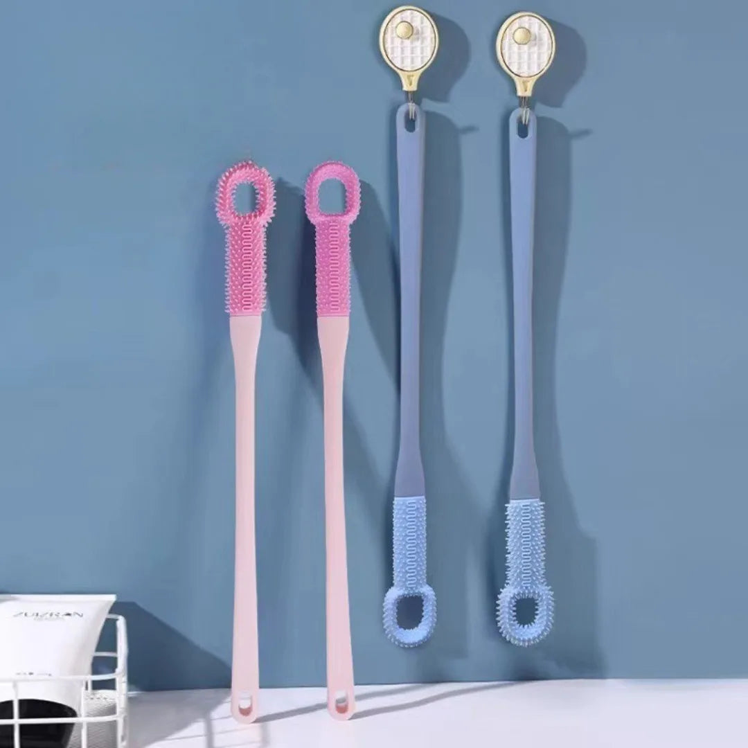 1pc Comfort Silicone Brush Long Handle Hand Brush Long Haired Toe Seam Soft Rubber Toe Gap Brush Daily Shower Foot Care Tools