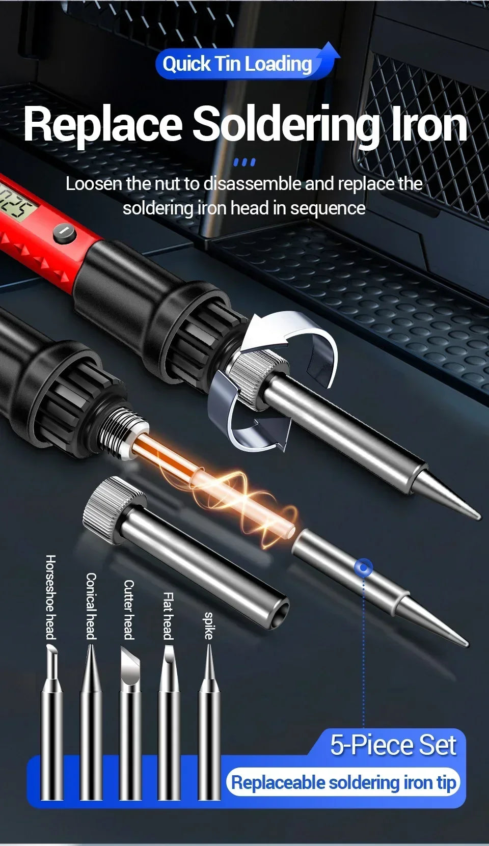 Digital Display Electric Soldering Iron ANENG SL105 Adjustable Temperature EU/220V US/110V Portable Kit Weld Solder Repair Tools