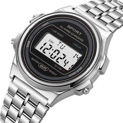 YIKAZE Steel Men's Watch Classic Business Men Digital Watches Alarm Chrono Electronic Wristwatch Sports Clock for Man Women