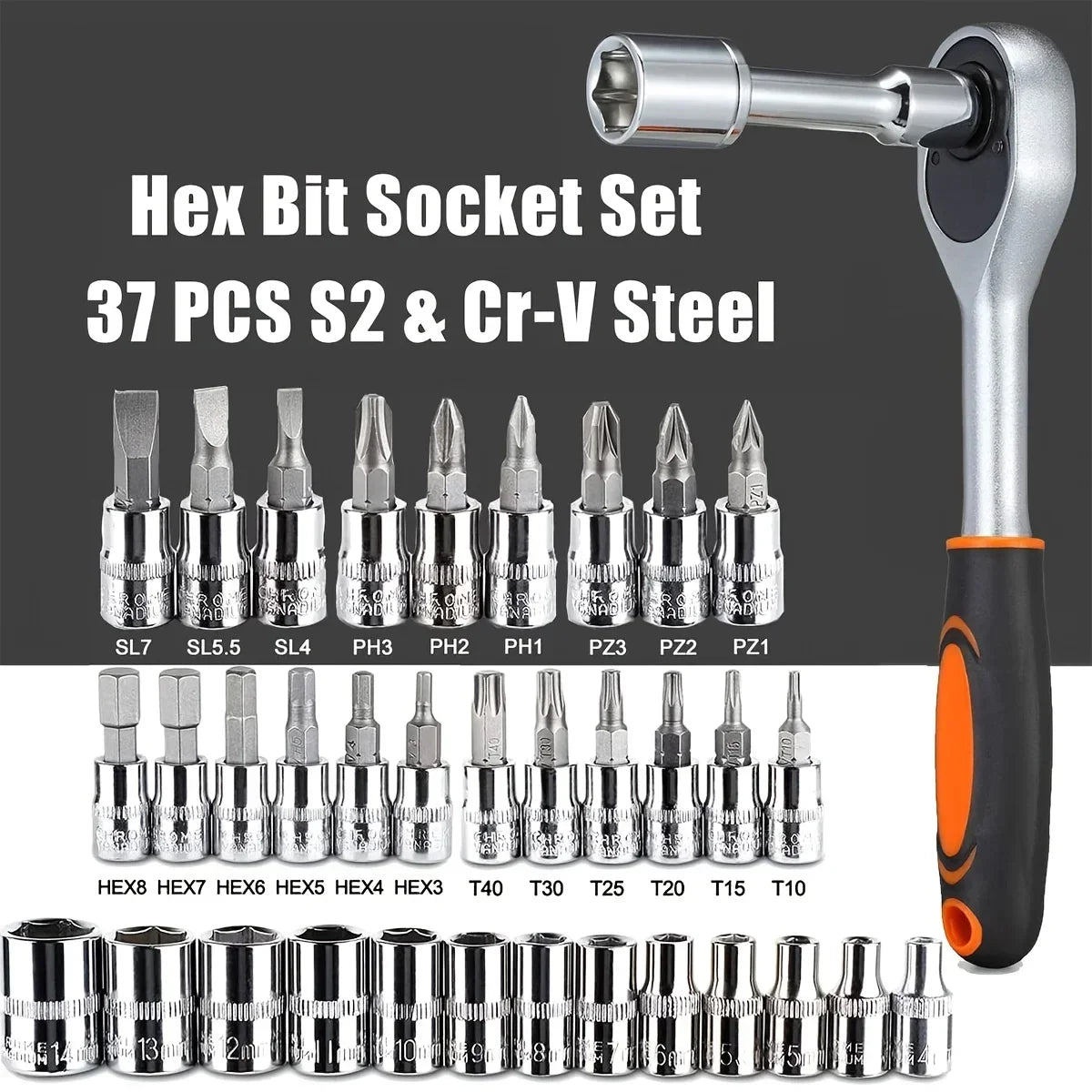 46Pcs 1/4 Inch Socket Tool Kit, Red Ratchet Wrench Combo, Portable Auto Repair Set for Car Maintenance and Mechanic Daily Use