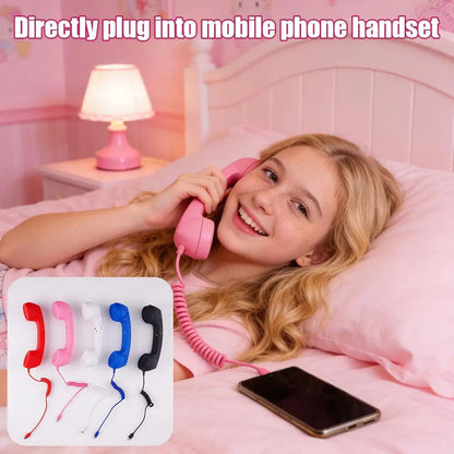 3.5mm Universal Retro Telephone Handset Retro Telephone Receiver Handset Mini Microphone Speaker for Mobile Phones Computers