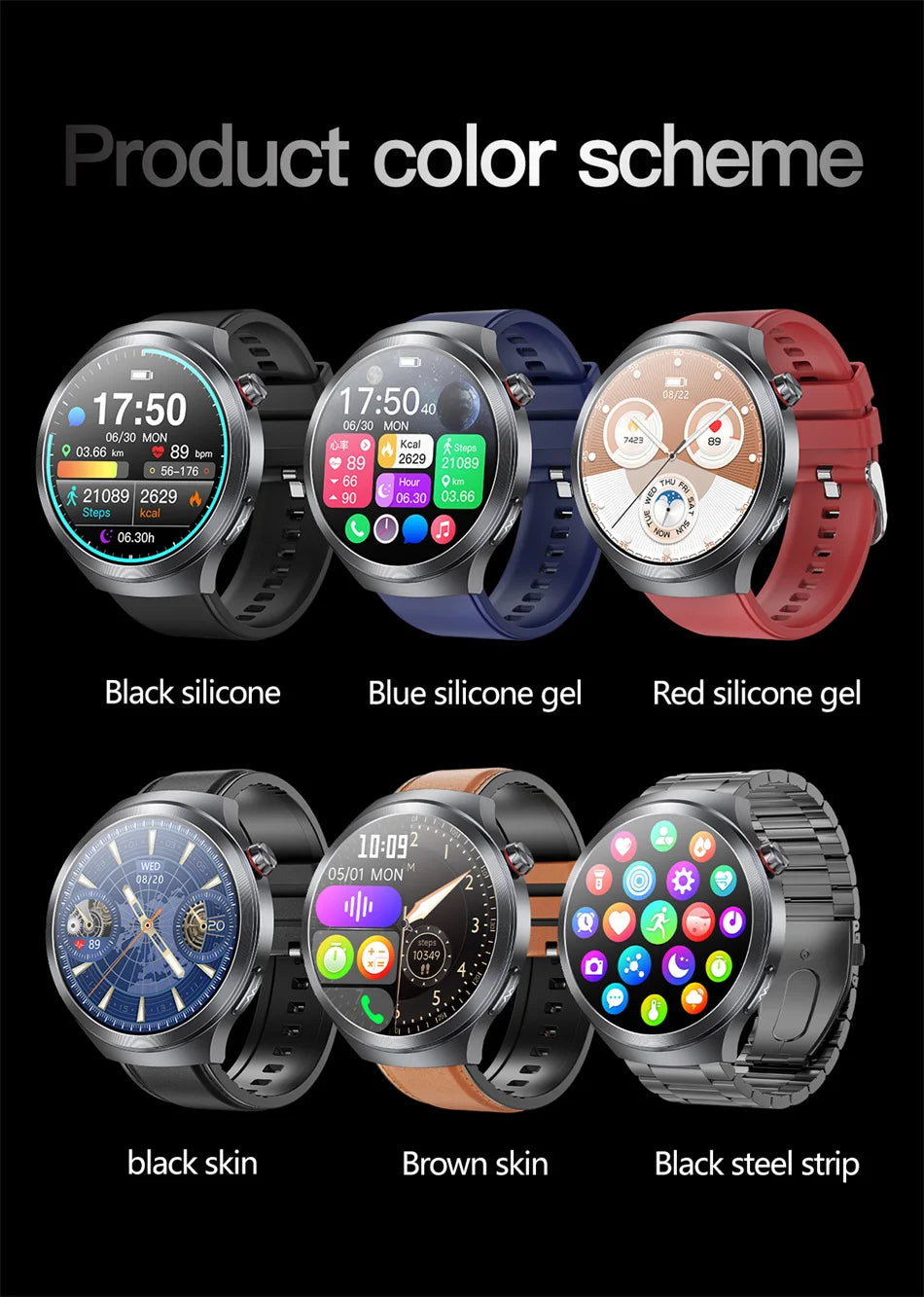 2026New 1.73-inch Sapphire AMOLED Smart Watch Men Women ECG Uric Acid Blood Pressure Health Track Call Clock Care Smartwatch NFC
