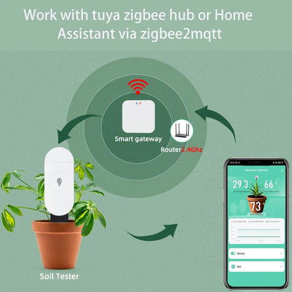 Zigbee Temperature Humidity Moisture Detector Smart Soil Tester Moisture Sensor Phone App RealTime Monitor for Home Garden