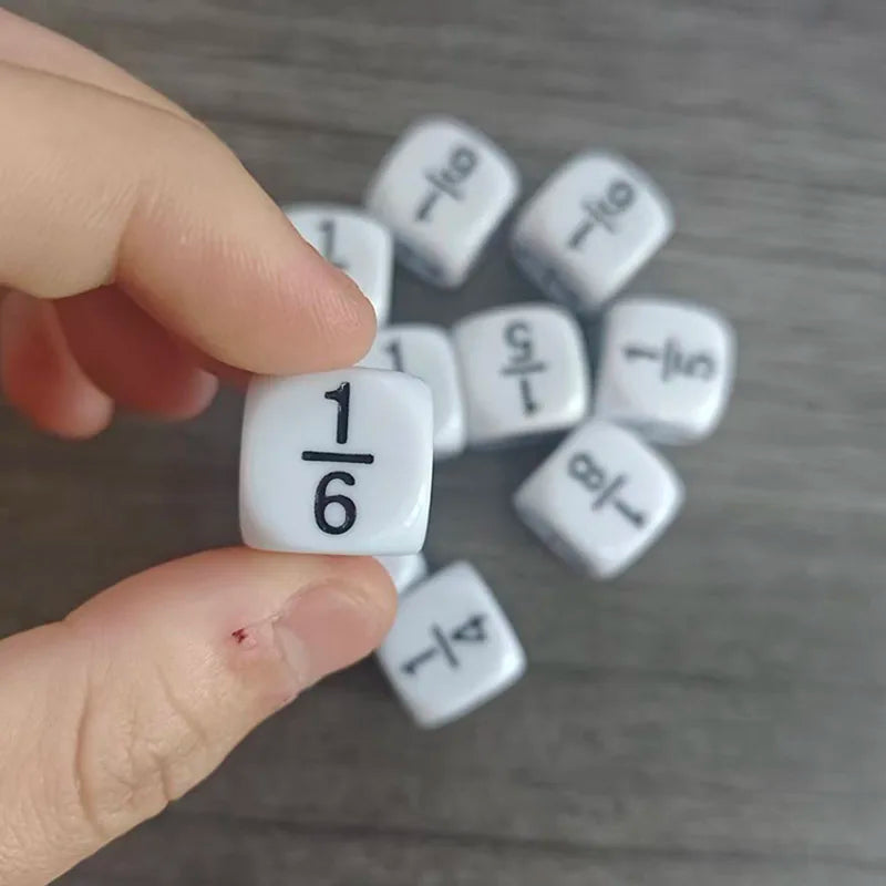 Fraction Dice 16MM Math Practice Learning Toys For Kids Boys Girls Educational Classroom Gifts Students Board Games Accessories