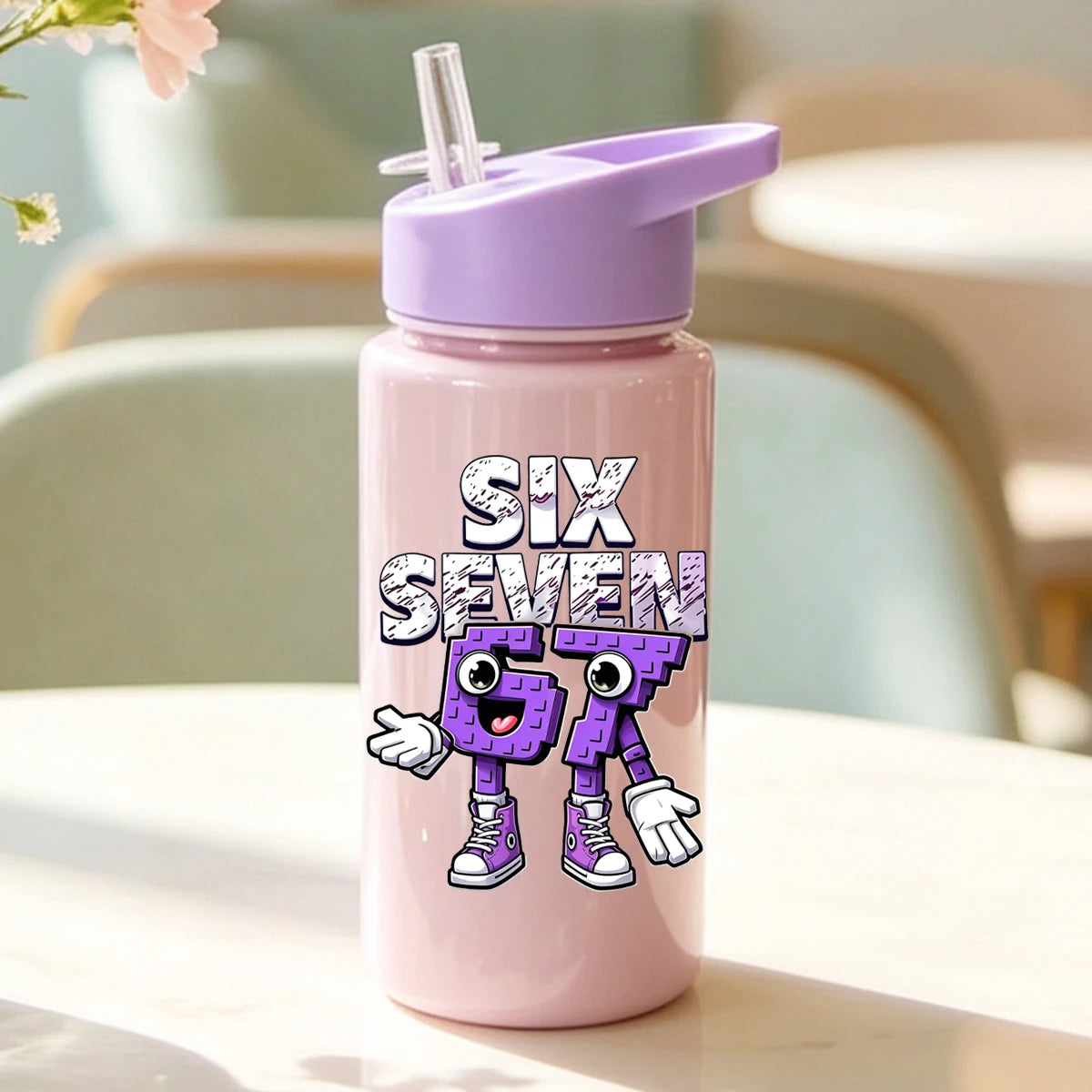 1 Piece 500ml (17 fl oz) 67 Printed Straw Cup, Summer Water Bottle, BPA Free, Portable Sports Outdoor Cup, Perfect Holiday Gift