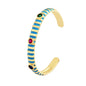 Fashionable Multicolor Gold Plated Gemstone Charm Bangle,Fine Colorful Enamel Open Adjustable Bracelet Jewelry Supply  Q35