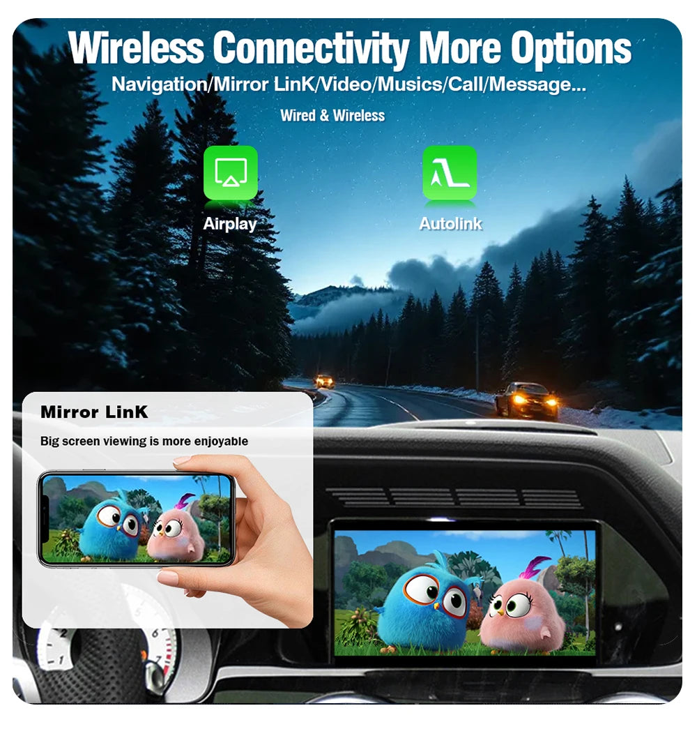 AUTOTOP Wireless CarPlay Android Auto Upgrade Adapter for Mercedes Benz A B C E CLA GLA GLK ML Sprinter NTG4.5 Becker Car AI Box, Airplay Android Mirror GPS BT, SWC Steering Wheel Control, Plug & Play Keep Original Factory Sy