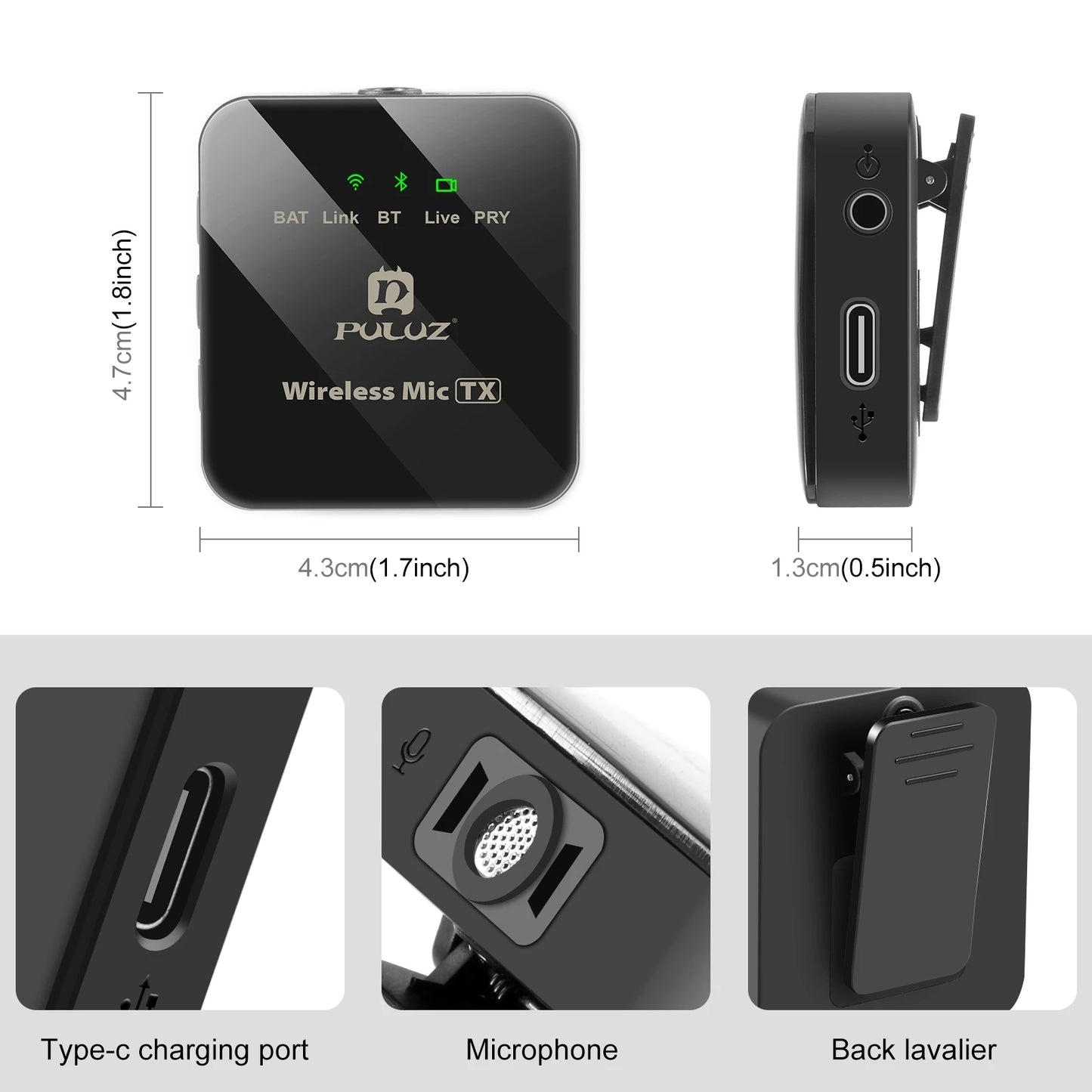 PULUZ Wireless Lavalier Microphone Live Broadcast YouTube Gaming Microphone For iphone/Android/3.5mm DSLR Camera Audio Recording