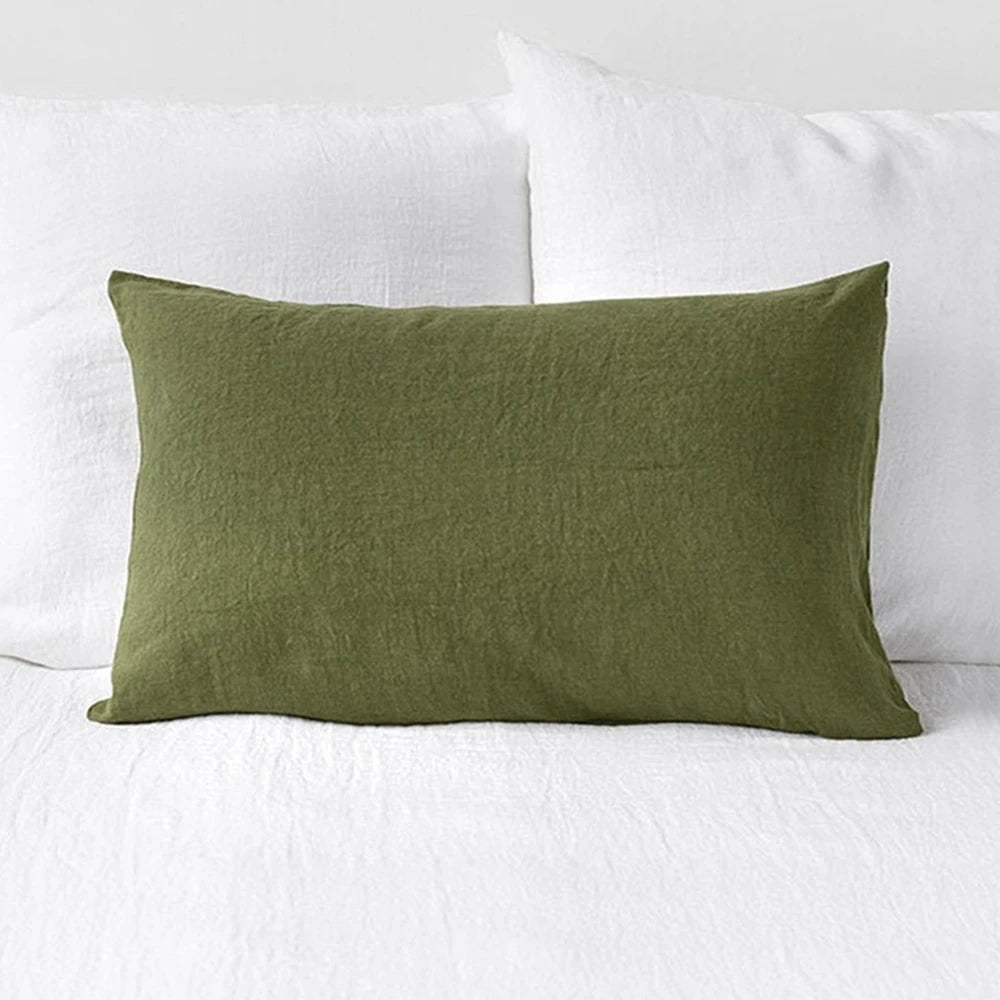100% French Linen Soft Breathable Pillow Covers Decorative Square Throw Pillow Covers for Bed Couch Sofa Envelope Closure