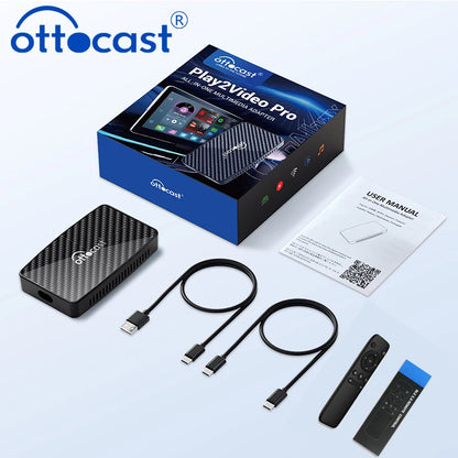 OTTOCAST Play2Video Pro Android Ai Box Pro Built in YouTube Netflix Tiktok IPTV Wired to Wireless CarPlay Car Accessories