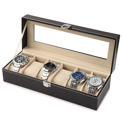 6/10/12Slots Gray Watch Boxes Watch Case with Large Glass Lid, Removable Watch Pillows, Watch Box Organizer, Gift for Loved Ones
