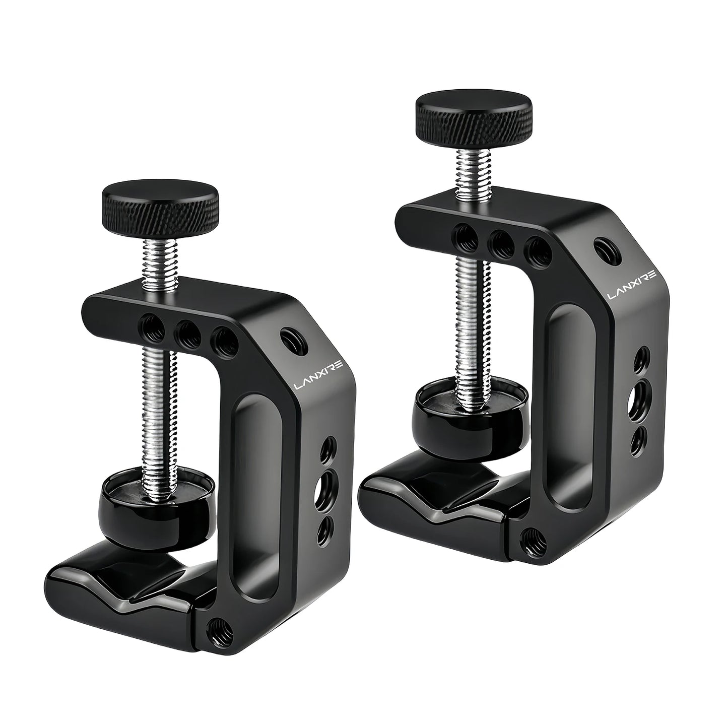 Lanxire Universal C Clamp Mount with 1/4" & 3/8" Threads, Heavy Duty Desktop Clamp for Mic/LCD Monitor/Webcam, Studio - 2Packs