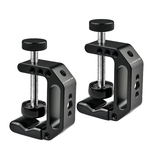 Lanxire Universal C Clamp Mount with 1/4" & 3/8" Threads, Heavy Duty Desktop Clamp for Mic/LCD Monitor/Webcam, Studio - 2Packs