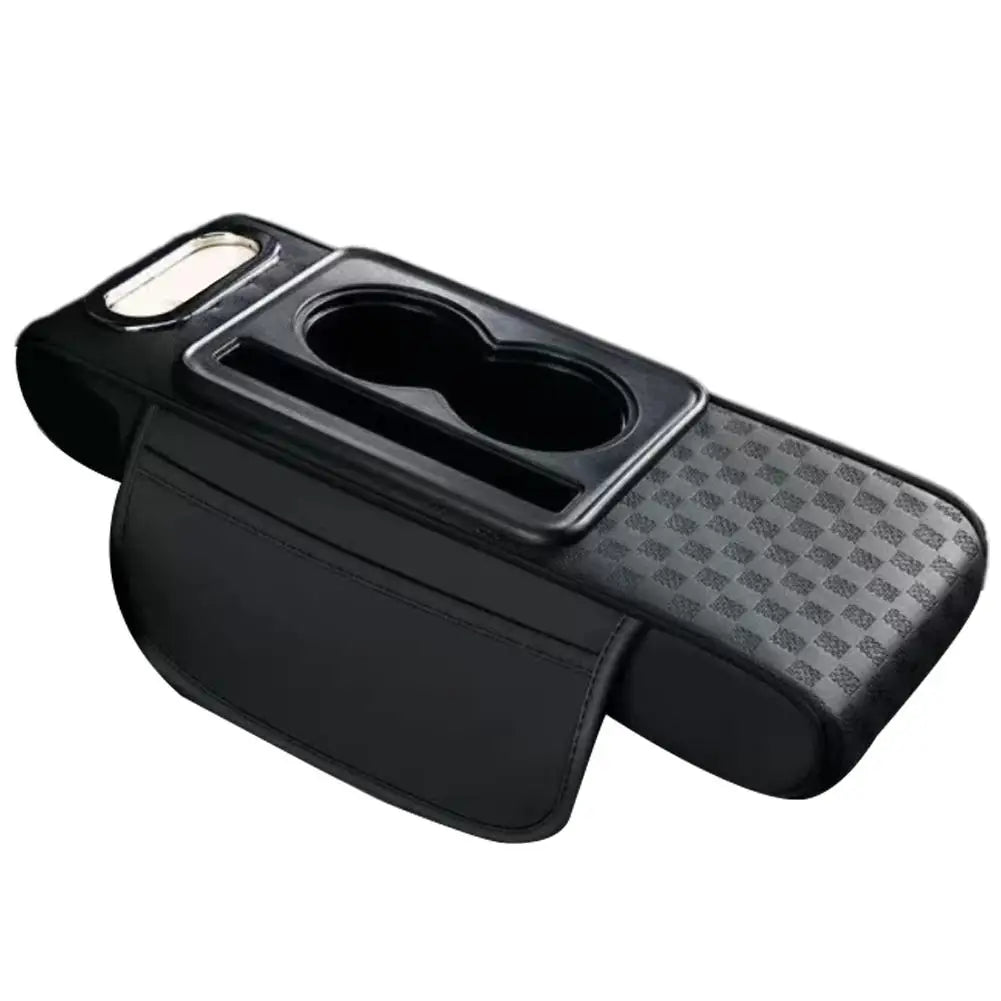 4 in 1 Car Center Console Armrest Cushion Height Increasing PU Leather Tissue Box Cup Holder Storage Pad Universal Fit