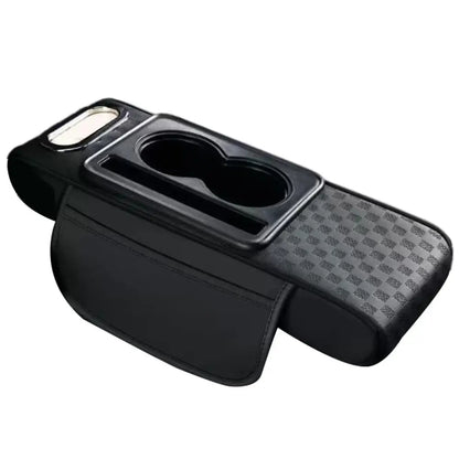 4 in 1 Car Center Console Armrest Cushion Height Increasing PU Leather Tissue Box Cup Holder Storage Pad Universal Fit
