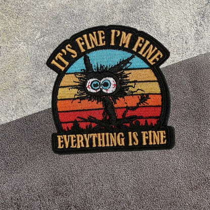 PEW PEW Madafakas Gun Tactical Morale Badge Patch Black Cat It's Fine Armband Fabric Patches Funny Hook & Loop  Backpack Emblems