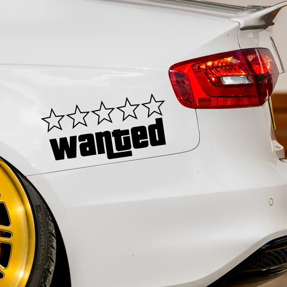 Wanted Reflective Laser Car Funny Stickers Auto Vinyl Film Decals For Car Bumper Windows Motorcycle Laptop Walls