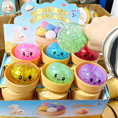 Glitter dumpling squishies Glitter Dumpling Squishy with Box Dumplings Sensory Dumpling Pressure Toy for Stress Relief
