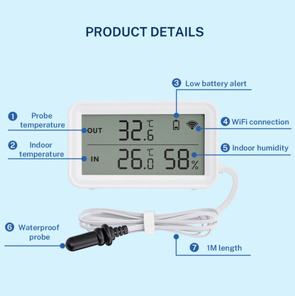 Tuya WiFi Zigbee Temperature Humidity Sensor With External Probe for Smart Home APP Remote Control Work with Yandex Alexa