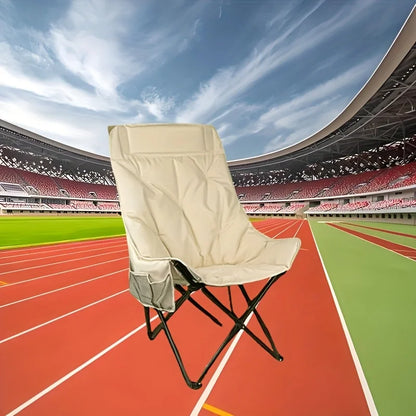 High-Back Moon Chair with Thick Padding | Portable Folding Camping Chair for Adults, Stadium Events & Festivals | Pearl