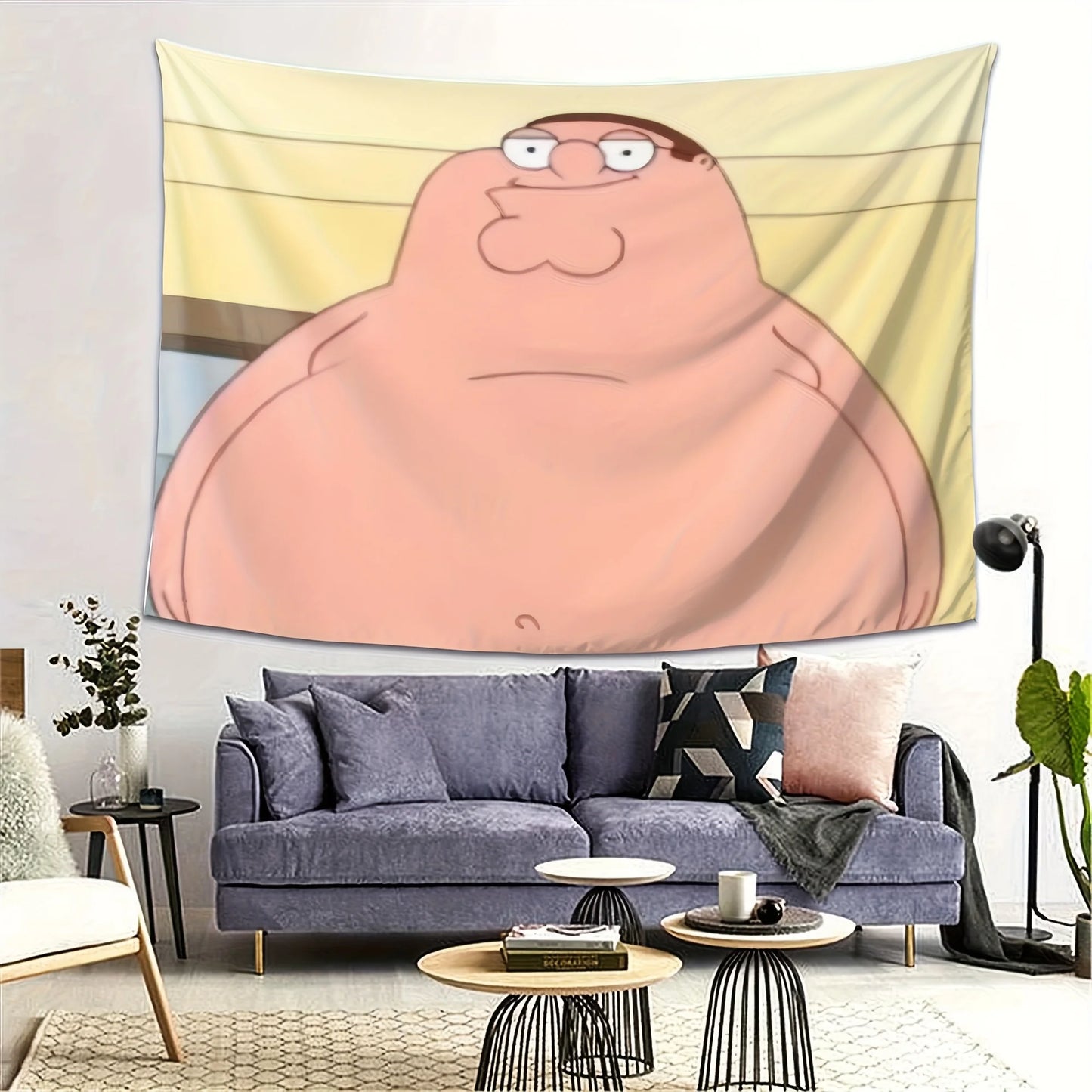 VIKAMA Family Guy Peter Griffin Tapestry Funny Cartoon Character Wall Hanging with Meme Elements for Bedroom Decor