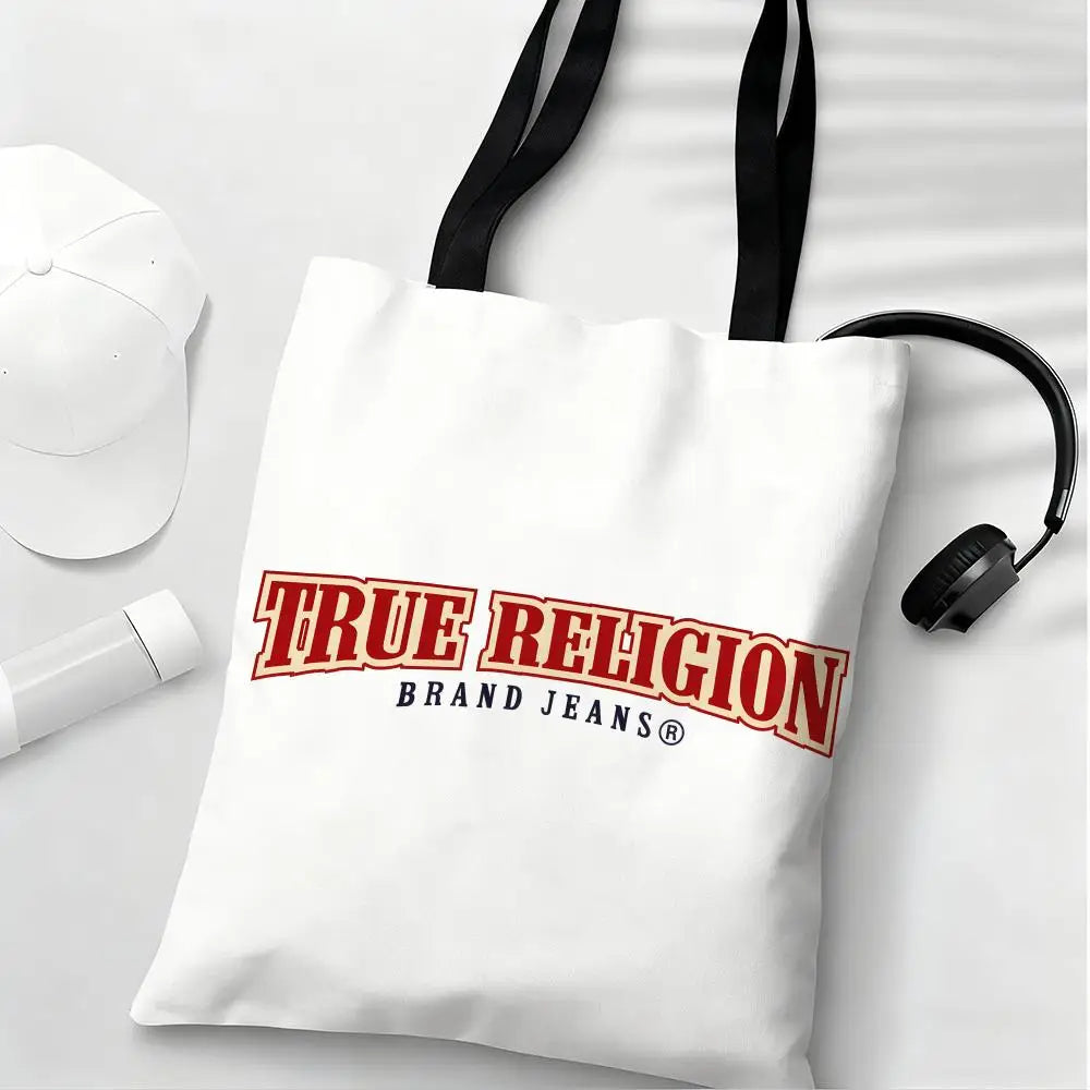 True Religion Storage Bags Lightweight Eco Friendly Fashionable Multi Purpose Large Capacity Canvas Shoulder Tote