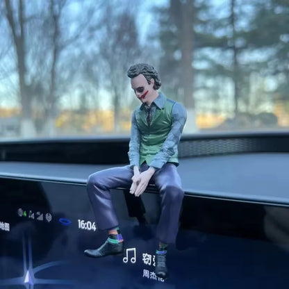10cm Joker Heath Ledger Sitting Posture Figures Roof Decoration Car Doll Tail And Roof Pendant Model Collectable Statue Toys
