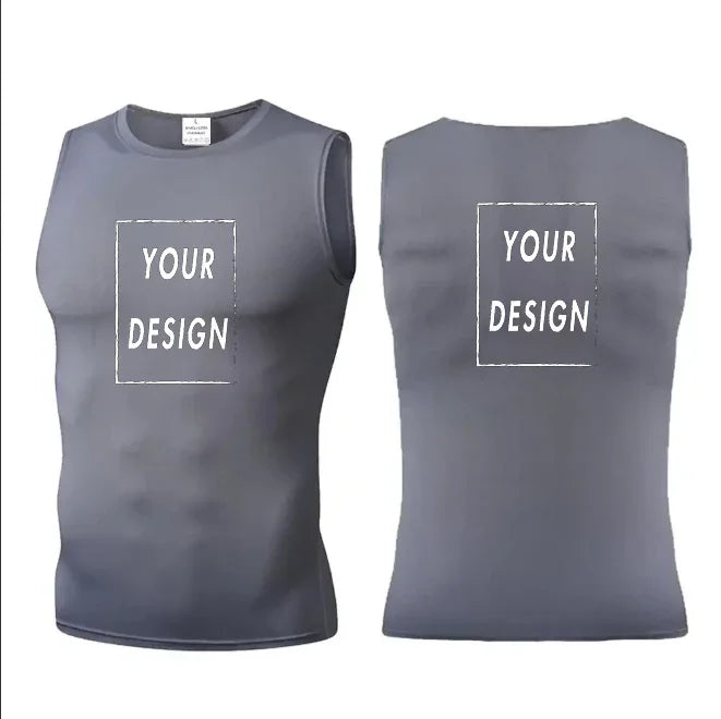 elastic sleeveless running Gym men's and women's free custom logo compression vest, quick drying sports sleeveless T-shirt