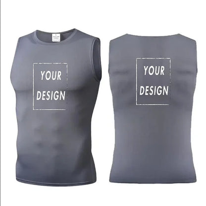 elastic sleeveless running Gym men's and women's free custom logo compression vest, quick drying sports sleeveless T-shirt