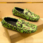 Fashion Red Leopard Leather Casual Shoes Man Designer Tassels Loafers Men Comfortable Slip-on Men's Driving Shoes  Leopard