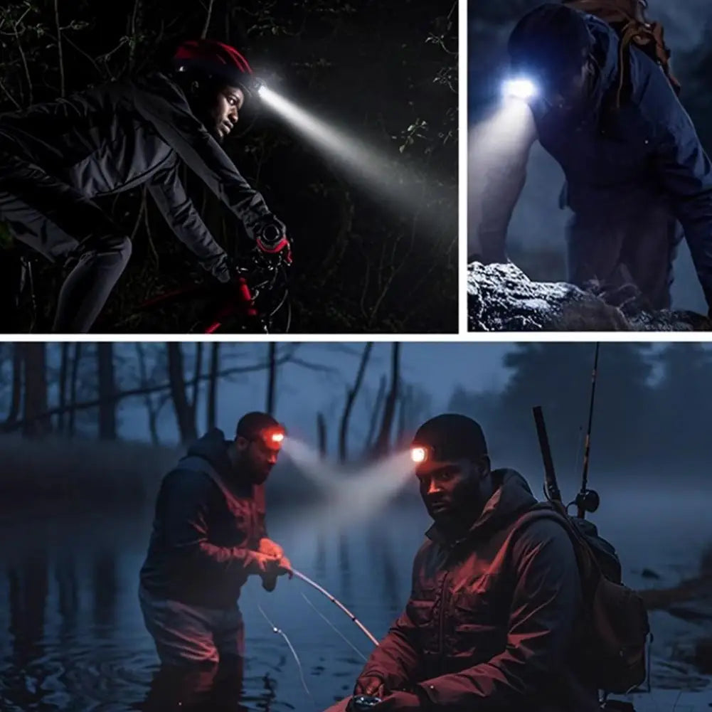 Motion Sensor LED Hat Clip Light, Rechargeable Waterproof Headlamp with Red Light for Night Fishing & Camping